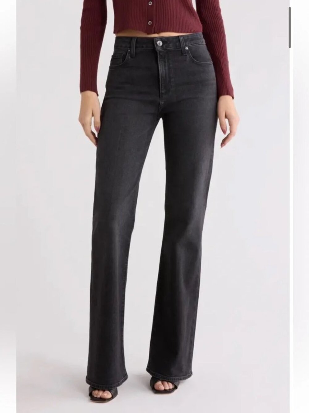 Paige Sofia Mid-Rise Flare Jeans in Solstice Black Size 26 NEW